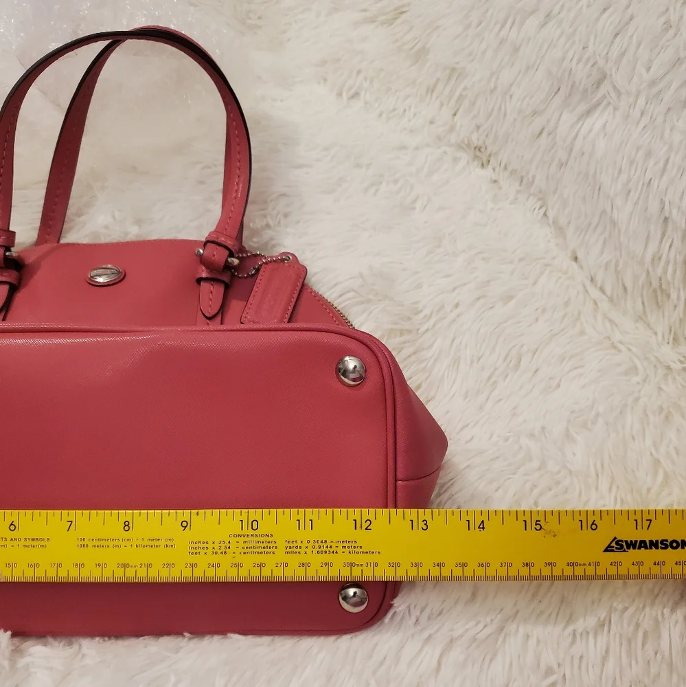 Coach Leather Cora Pink Dome Satchel 2-Way Bag